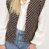 Donkergrijs Gilet Met Ornament Print