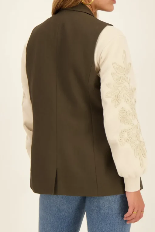 Donkergroen Lang Gilet Met Klepzakken