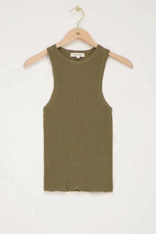 Donkergroene Basic Tanktop