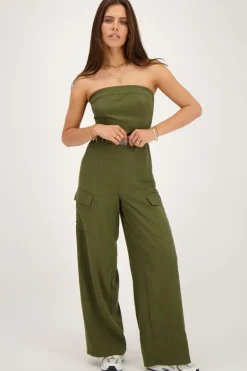 Donkergroene Cargo Jumpsuit