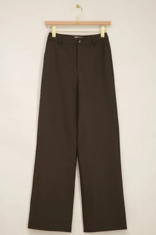 Donkergroene Wide Leg Pantalon