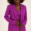 Donkerpaarse Blazer Met Linnen Look
