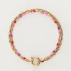 Driedubbele Armband Met Rode En Roze Kralen