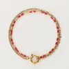 Driedubbele Armband Met Rode Kralen