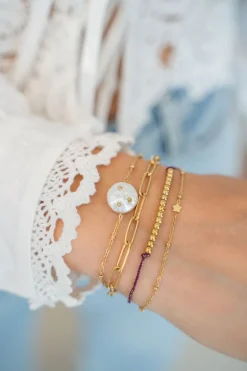 Dubbele Armband Met Schakel En Parel