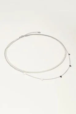Dubbele Ketting Met Platte Schakel En Hartjes