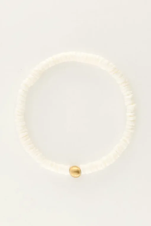 Equal Armband Met Witte Platte Kralen
