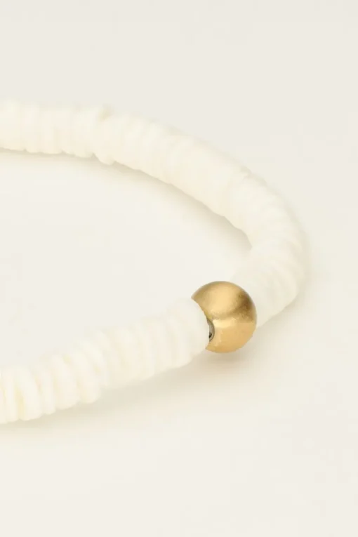 Equal Armband Met Witte Platte Kralen