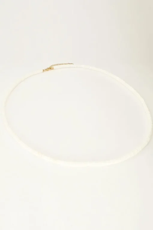 Equal Ketting Met Witte Platte Kralen