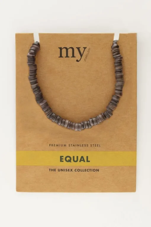 Equal Ketting Met Zwarte Platte Kralen