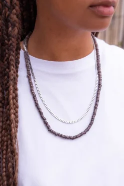 Equal Ketting Met Zwarte Platte Kralen