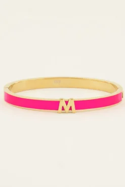 Fuchsia Bangle Met Initial