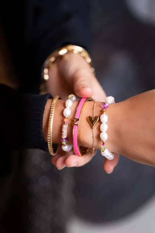 Fuchsia Bangle Met Initial