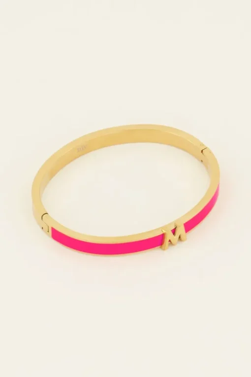 Fuchsia Bangle Met Initial