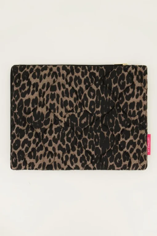 Gewatteerde Laptop Hoes Met Panterprint