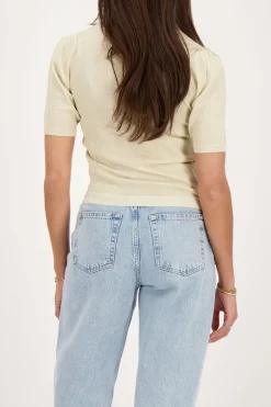 Gouden Lurex Top Met Korte Mouwen