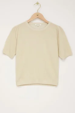 Gouden Lurex Top Met Korte Mouwen