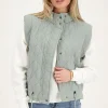 Grijze Gewatteerde Bodywarmer Met Drukknopen