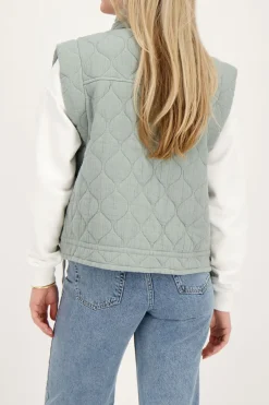 Grijze Gewatteerde Bodywarmer Met Drukknopen