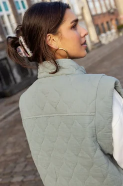 Grijze Gewatteerde Bodywarmer Met Drukknopen