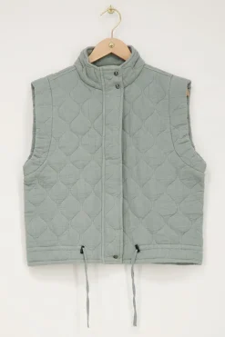 Grijze Gewatteerde Bodywarmer Met Drukknopen