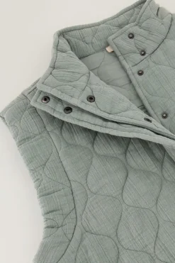Grijze Gewatteerde Bodywarmer Met Drukknopen