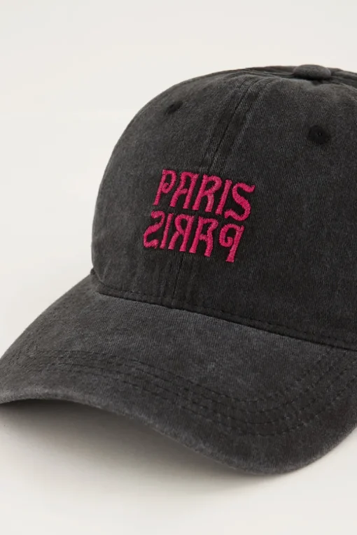 Grijze Met Roze Glitter Pet "Paris Paris"