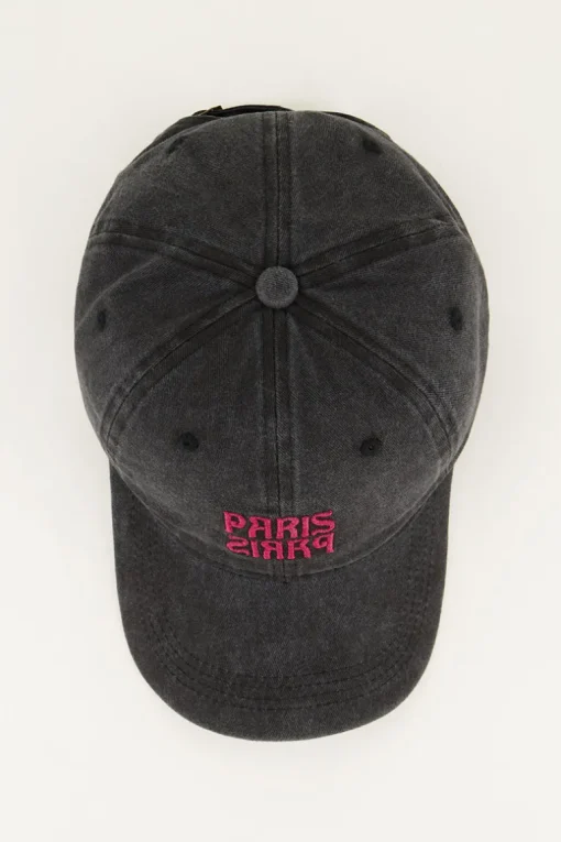 Grijze Met Roze Glitter Pet "Paris Paris"