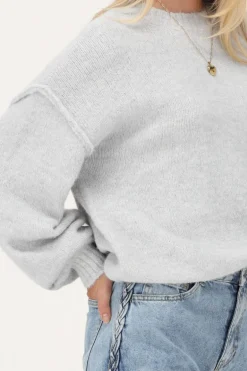 Grijze Oversized Trui Met Ballon Mouwen