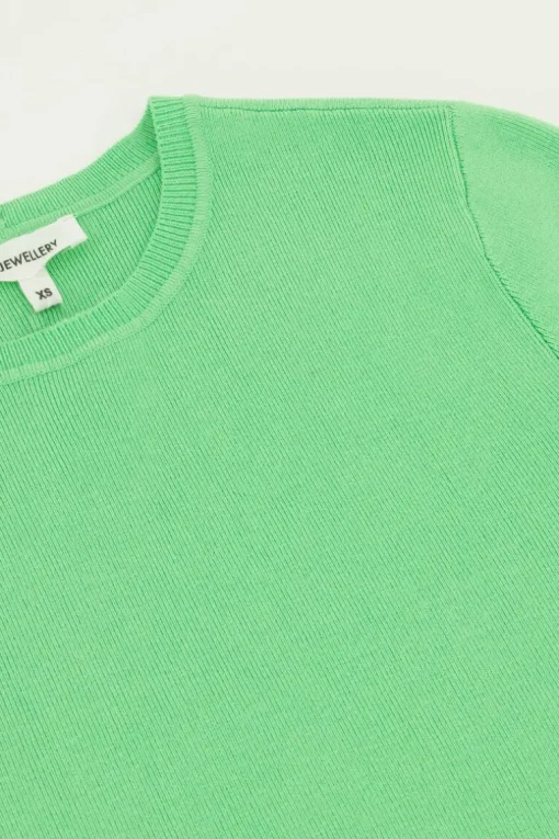 Groene Basic Crop Top Met Korte Mouwen