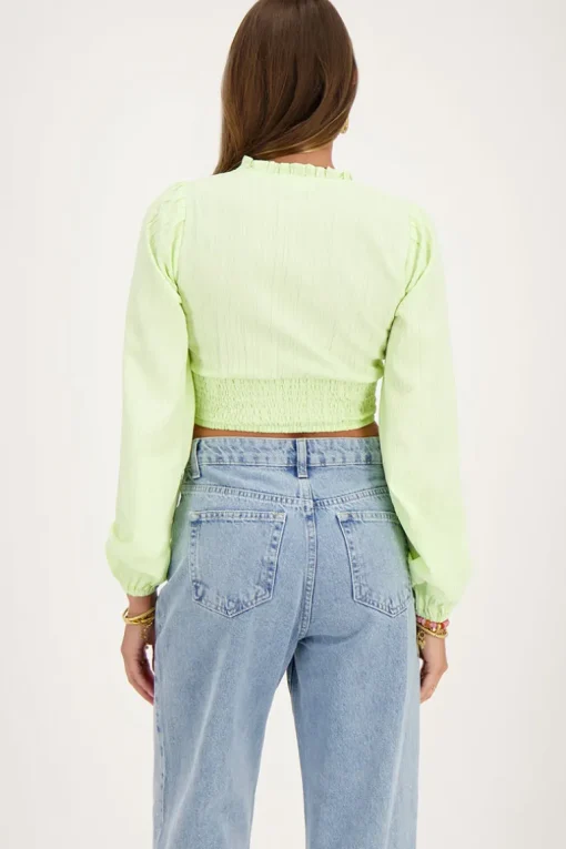 Groene Crop Top Met Ruffles En Smock