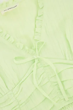 Groene Crop Top Met Ruffles En Smock