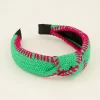 Groene Haarband Met Roze Stiksels