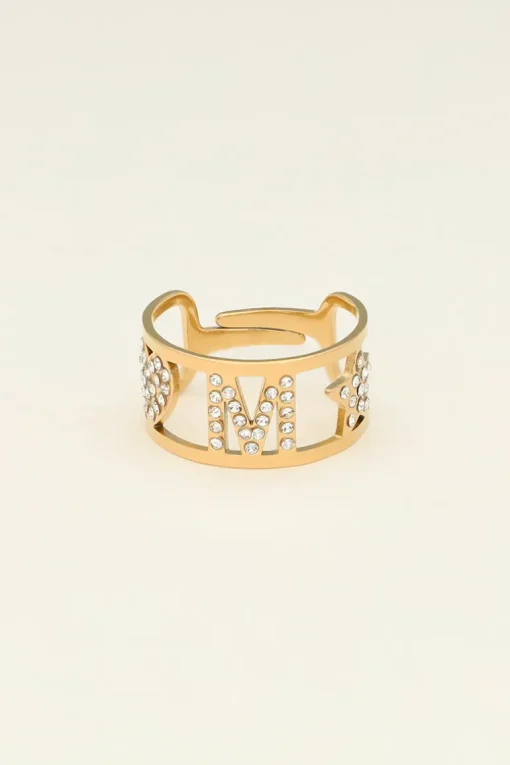 Initial Ring Met Steentjes