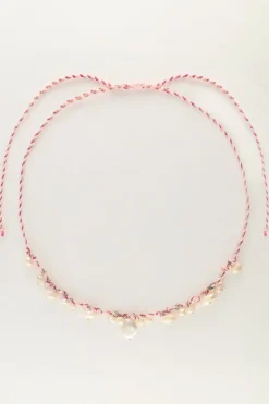 Island Paarse Koord Ketting Met Parels