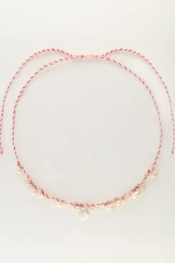 Island Paarse Koord Ketting Met Parels