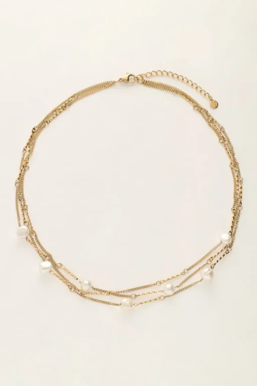 Ketting Met Drie Kettinkjes En Parels