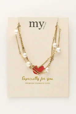 Ketting Met Drie Kettinkjes En Parels