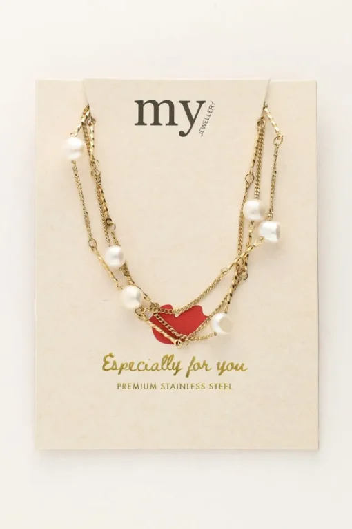 Ketting Met Drie Kettinkjes En Parels