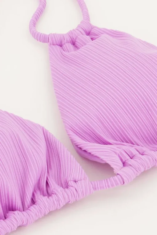 Lila Bikini Top Triangel Met Dubbele Bandjes En Rib