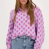 Lila Blouse Met Roze Bladeren