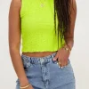 Limegroene Mouwloze Top Bubble