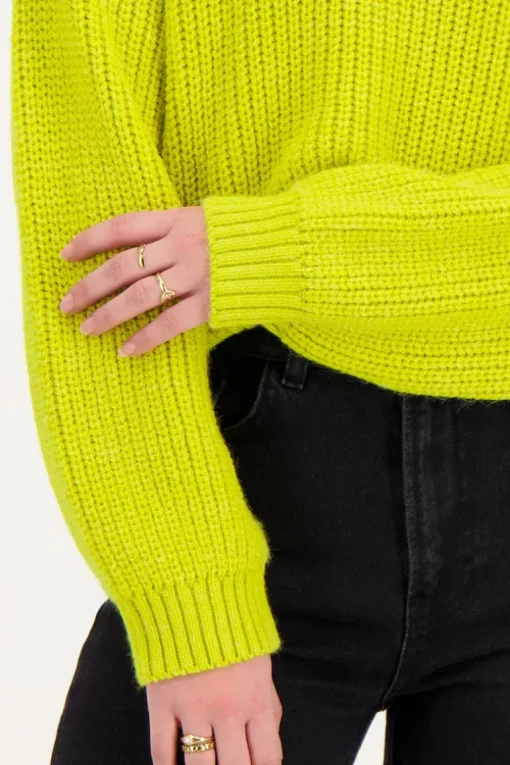 Limegroene Oversized Trui Met Opstaande Kraag