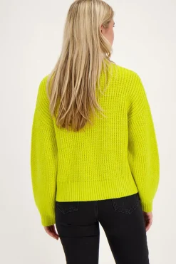 Limegroene Oversized Trui Met Opstaande Kraag