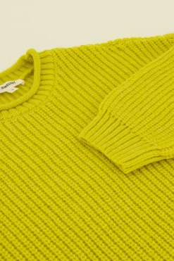 Limegroene Oversized Trui Met Opstaande Kraag