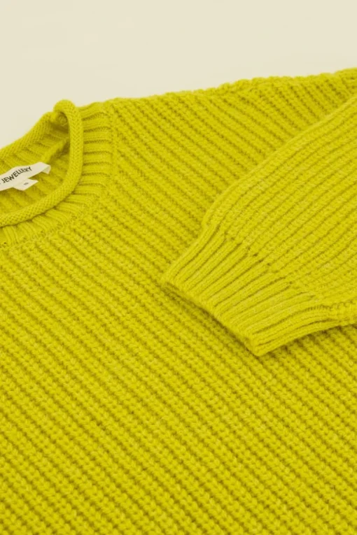 Limegroene Oversized Trui Met Opstaande Kraag