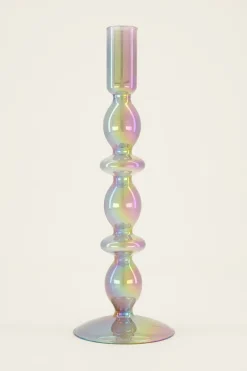 Metallic Glazen Kandelaar Met Terugkerende Bolling