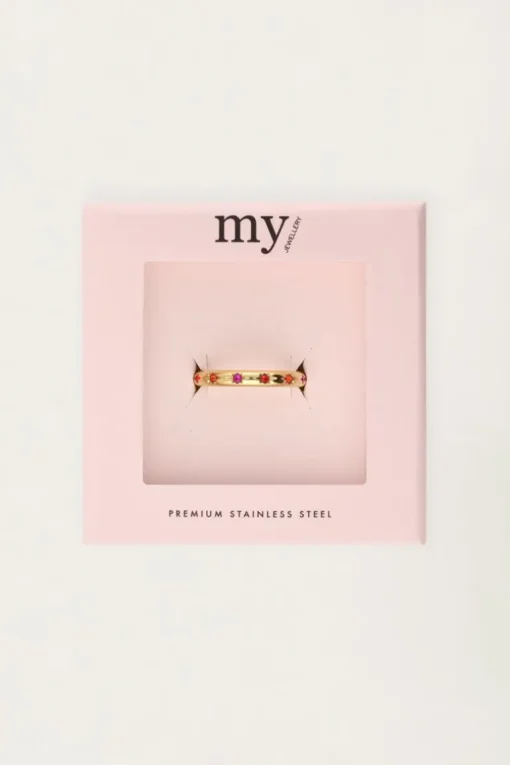 Minimalistische Ring Met Multikleur Sterretjes