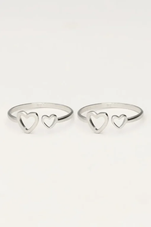 Moeder & Dochter Hartjes Ringen Set