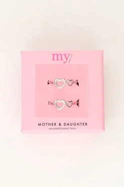 Moeder & Dochter Hartjes Ringen Set